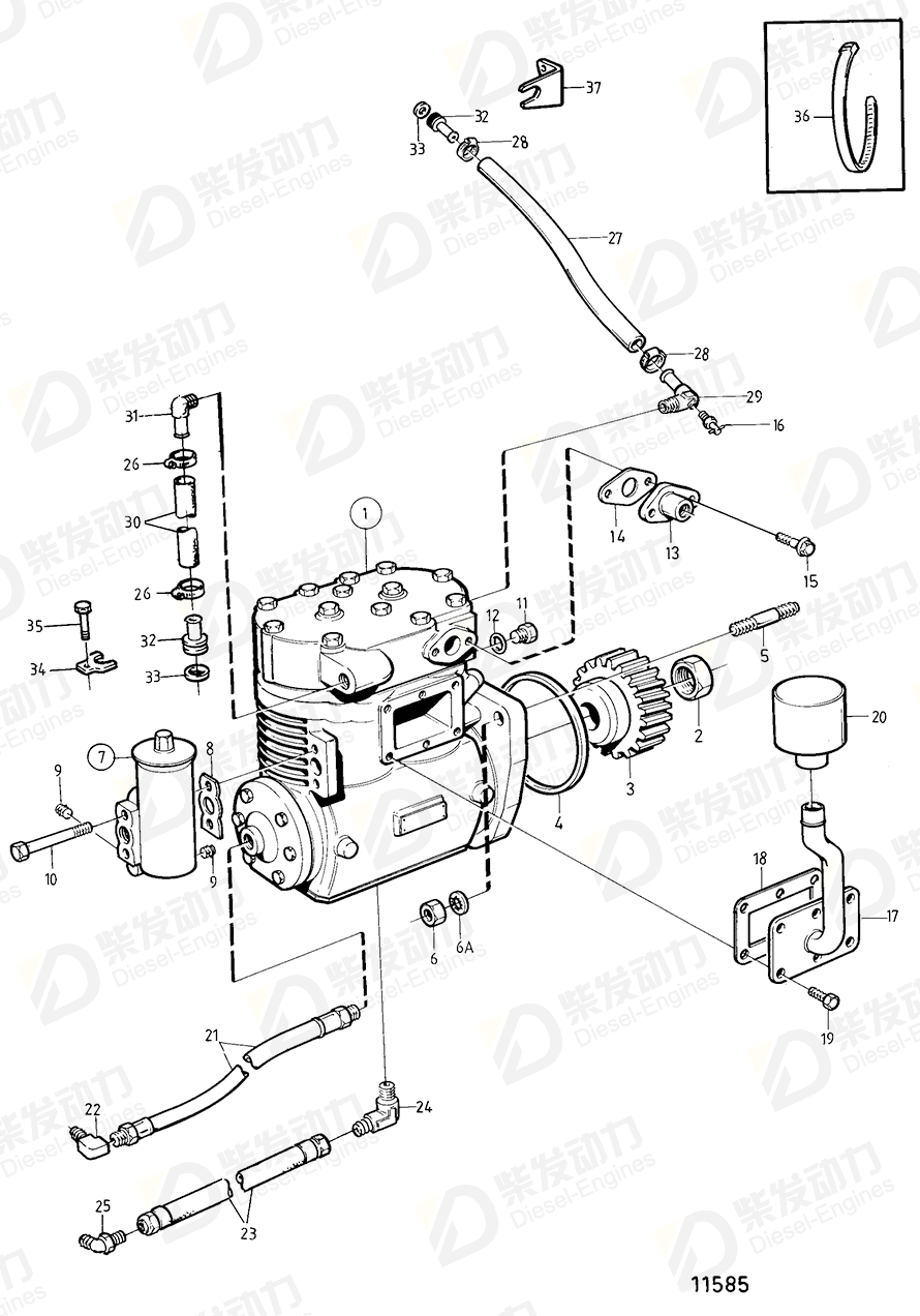 VOLVO Hose coupling 849227 Drawing